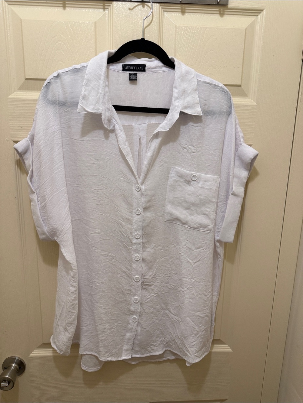 White Button-Up Collared Women's Top